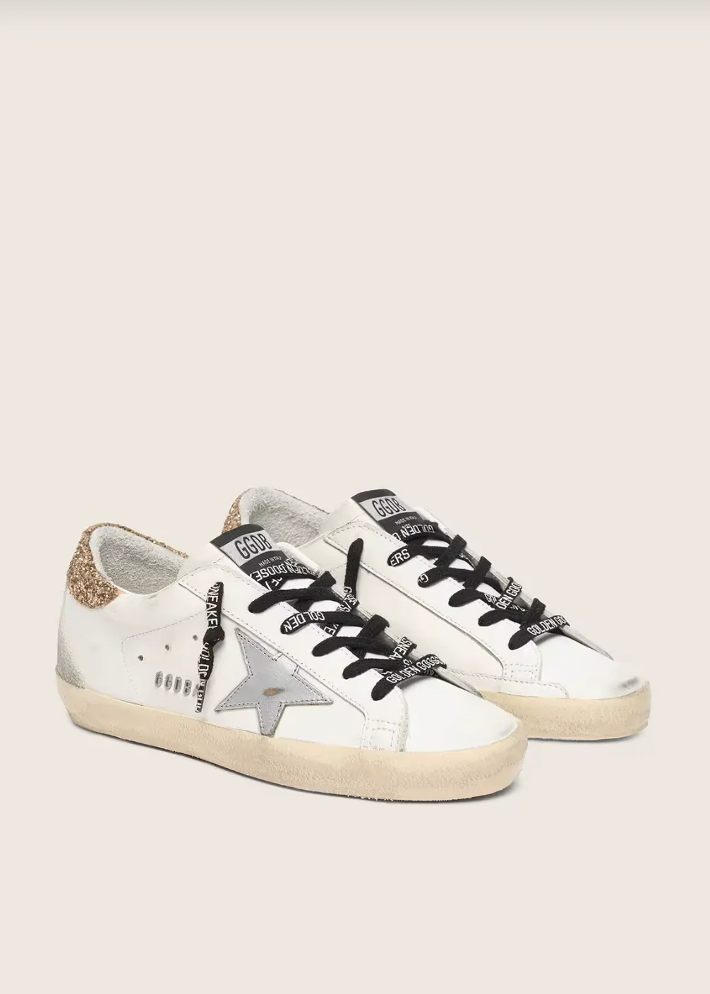 Super-Star cuir blanc avec paillette