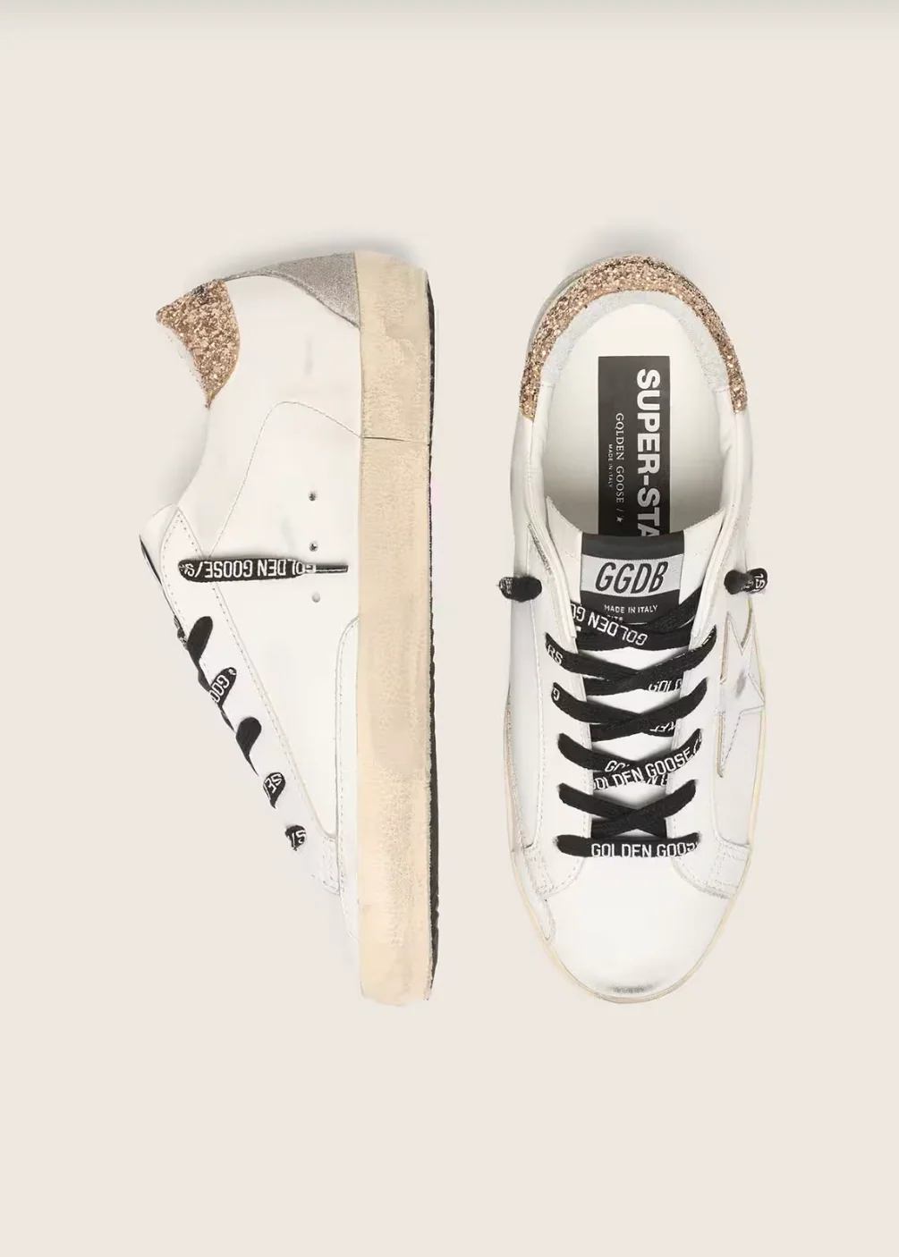 Super-Star cuir blanc avec paillette